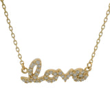 Solid 14kt Yellow Gold and CZ Cubic Zirconia "Love" Stationed Pendant Necklace 18.5"