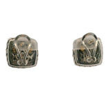 John Hardy 925 Sterling Silver/18kt Gold and Diamond Cluster Classic Square Chain Earrings