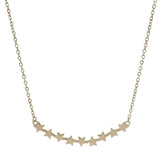 Solid 14kt Yellow Gold 18" Line of Stars Stationed on Cable Chain Necklace