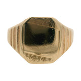 Antique Victorian 1897 9k Yellow Gold Small Geometric Blank Signet Ring Size 5.5