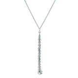 UnoAerre Italian Solid 750 18kt White Gold Leafy Vine Leaves Drop 17.9" Pendant Necklace
