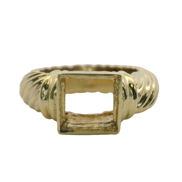 Vintage David Yurman Solid 14kt Yellow Gold Thick Cable Empty Setting For 8x8mm Stones Size 6.5