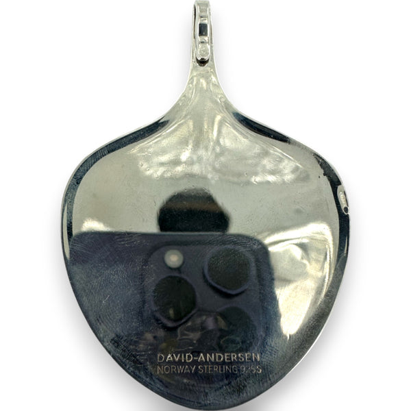 Erik Blom for David Andersen Large 33.4g 925 Sterling Silver Leaf Pendant With Open Bale Made in Norway Charm
