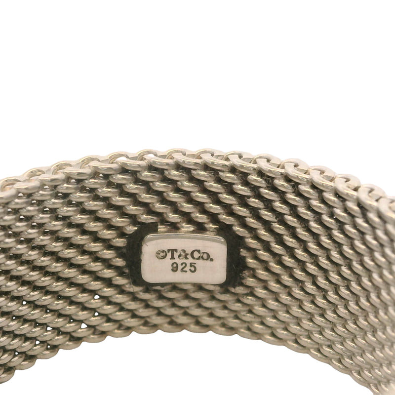 Tiffany & Co 925 Sterling Silver Somerset Collection 9.5mm Firm Mesh Ring Size 10