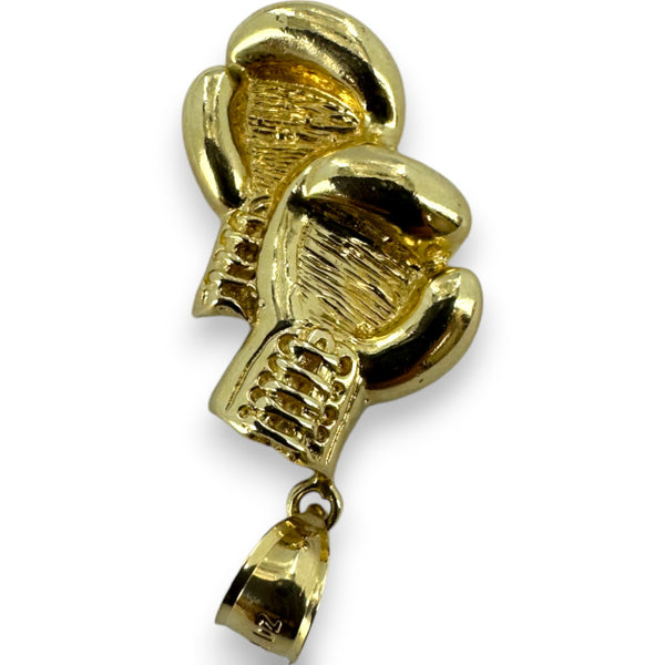 Vintage KDZ Jewelers Solid 14kt Yellow Gold Boxing Gloves Charm Pendant