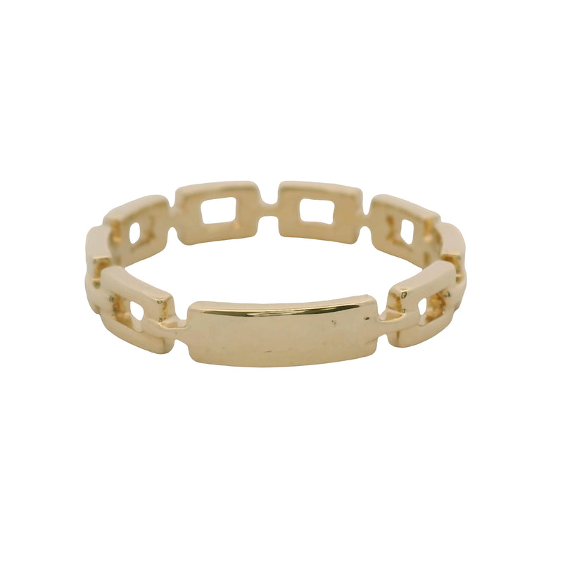 Solid 14kt Yellow Gold and Diamond Pave Chain Band Ring Size 8