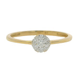 Bony Levy Solid 18kt Yellow Gold and Diamond Round Cluster Ring Thin Band Size 7