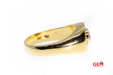 Oval Ruby & Round Diamond Halo Cluster 14K 585 Yellow Gold Ring Size 10