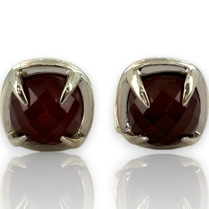 2006 Tateossian 925 Sterling Silver and Red-Backed Rock Crystal Toggle Cufflinks Made in Edinburgh