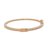 Tiffany & Co T 18kt Rose Gold 0.33ctw Diamond Hinged Wire Bangle Bracelet 6"