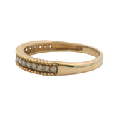 Solid 10k Yellow Gold Diamond Line Half-Eternity Stackable Wedding Band Ring Size 8