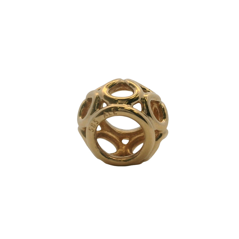 Charm separador entrelazado Pandora de oro amarillo macizo de 14 kt (2 unidades)