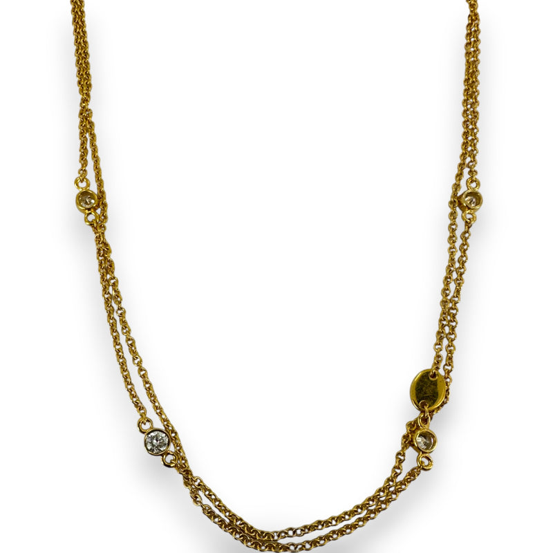 SMC Solid 14kt Gold 18" Diamond Station Necklace with 0.40ctw White Diamonds