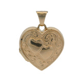Vintage Mid-Century Solid 14kt Yellow Gold Hearts Double Sided Locket Pendant