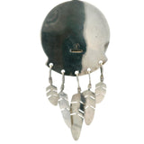 Vintage Native American MOP Turquoise Lapis and Onyx Round Pendant with Feathers