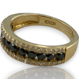 EFFY 14kt Yellow Gold Stackable Accent 5.4mm Band with Black and White Diamonds Size 7 Ring