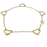 Tiffany & Co Elsa Peretti 18kt Yellow Gold Open Hearts 5 Heart 7.5" Bracelet