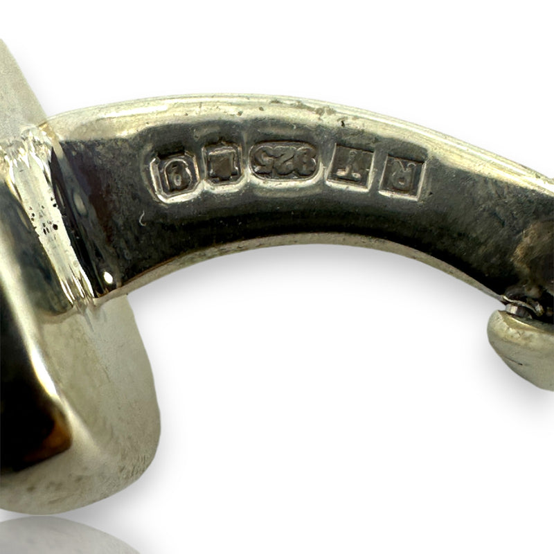 2006 Tateossian 925 Sterling Silver and Red-Backed Rock Crystal Toggle Cufflinks Made in Edinburgh