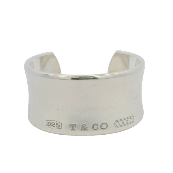 Vintage 2001 Tiffany & Co 925 Sterling Silver 1837 Collection 1.2" 30mm Wide Cuff Bracelet Size Medium