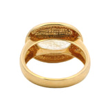 Vintage Solid 14kt Yellow Gold Cabochon 4.5ct Rutilated Quartz Venus Hair Cocktail Ring Size 8