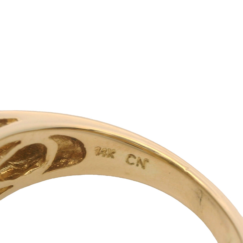 Vintage LeVian 14kt Yellow Gold Lemon Quartz and Diamonds Stars and Butterflies Cocktail Ring