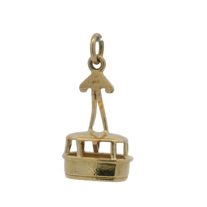 Dije colgante de oro amarillo macizo de 18 kt con forma de tranvía venezolano de gran tamaño