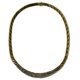 Vintage Solid 18kt 750 Yellow Gold 60g Princess Cut Emerald, Diamond, and Sapphire Collar 16" Necklace