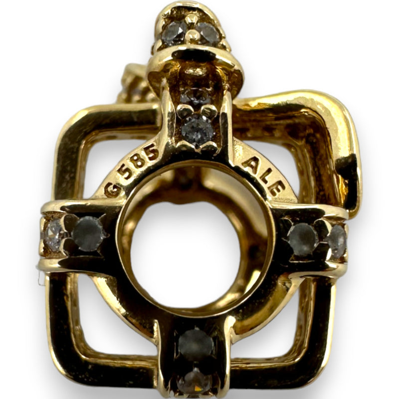 Pandora Rare 14kt Yellow Gold and Cubic Zirconia All Wrapped Up Present Slider Charm G585 ALE a