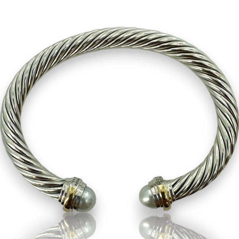 David Yurman Classic Cable Cuff Bracelet in 925 Sterling Silver and 14kt Yellow Gold