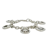 Tiffany & CO Rare Retired 925 Sterling Silver Stencil 5-Charm Thick Chain 7.5" Bracelet