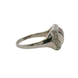 Vintage Solid 18kt White Gold Invisible Setting Lab Ruby Ring With Diamond Halo Size 11.5