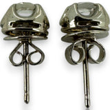 Vintage 14kt Solid White Gold Belcher-Setting with Antique Rose-Cut Diamond 8.2mm Stud Earrings