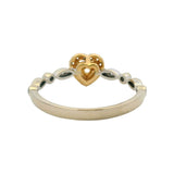 Modani Solid 18kt 2-Tone Gold Fancy Yellow Heart Diamond Solitaire with Accent Diamonds Size 8