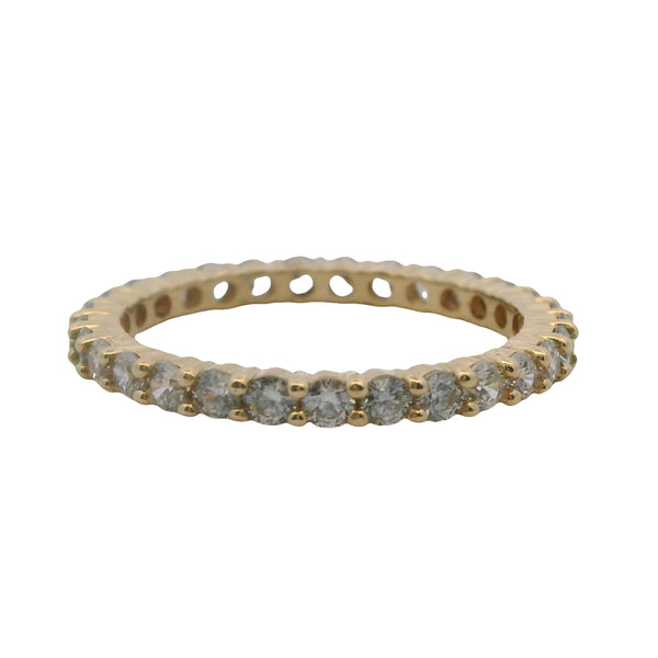 Solid 14kt Yellow Gold and CZ Cubic Zirconia Eternity Band Ring Size 6