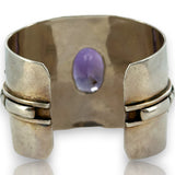 Robert T Kelly Navajo Native American 925 Sterling Silver and 62ct Amethyst Heavy Large Cuff Bracelet