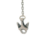 Solid 925 Sterling Silver Dangling Skulls Skeleton 16" Toggle-Style Chain Necklace
