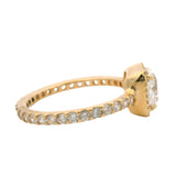 Pandora Solid 14kt Yellow Gold and CZ Solitaire Halo Square Sparkle Ring Size 4.75