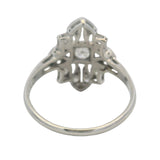 Antique 1930s Solid 900 Platinum and 0.39ctw Diamond Cluster 18mm Wide Dinner Shield Ring Size 7.5