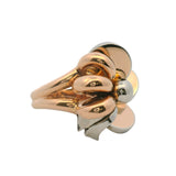 Vintage 1940-60s Solid 18kt White and Rose Gold Floral Ribbon Statement Ring Size 7