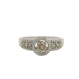 LeVian Solid 14kt White Gold and Champagne and White Diamond Engagement Ring Size 9
