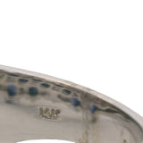 EFFY 14kt White Gold 17.5mm Cluster Statement Band with Oval Sapphires and Diamonds Size 7.5