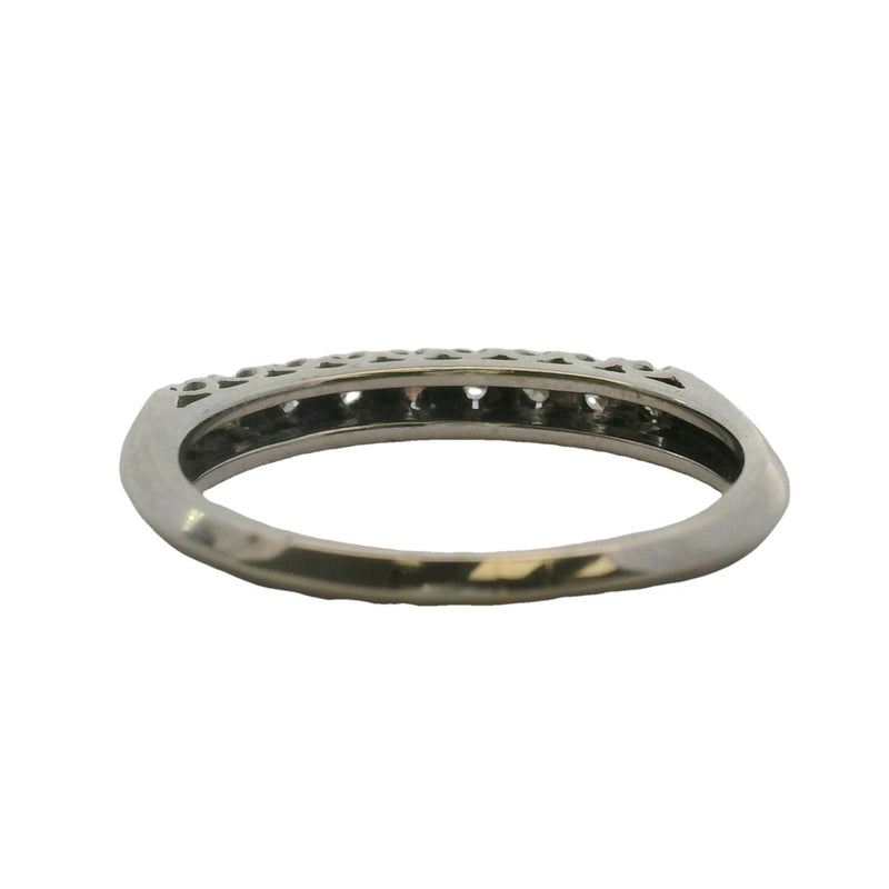 Vintage Knife Edge 14k 585 White Gold Fishtail Set Diamond Band Ring Size 6