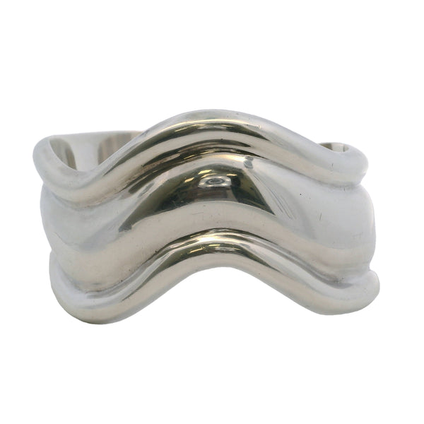 Vintage Los Ballesteros Mexican 925 Sterling Silver Wavy 3 Layer Cuff Bracelet