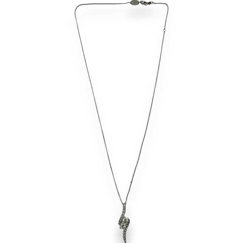 Ever Us 14kt Solid Rhodium Plated White Gold Toi et Moi 1ctw Diamond Pendant Necklace on 17-19" Adjustable Chain