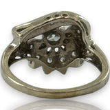 Vintage 1950s Solid 14kt White Gold Round Brilliant Diamond Handmade Cocktail Ring Size 8