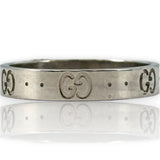 GUCCI Icon Thin 18kt White Gold Monogramed GG 4mm Band