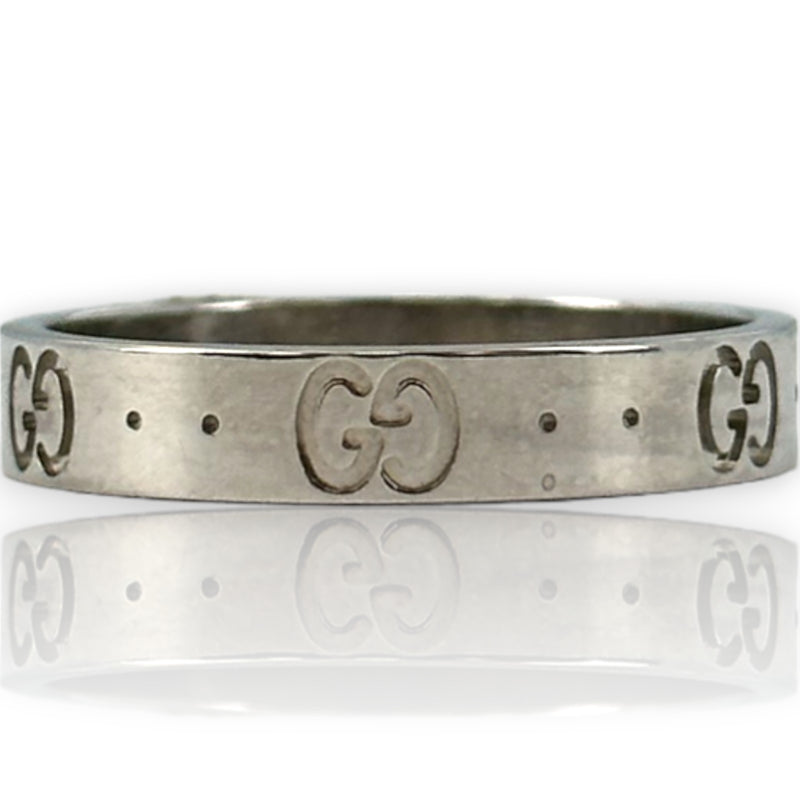 Correa fina GUCCI Icon de oro blanco de 18 kt con monograma GG de 4 mm