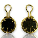 1980s Adriano Chimento 18kt Solid Yellow Gold 20mm Roman Coin Omega-Back Stud Earrings with Diamond Halo Made in Italy