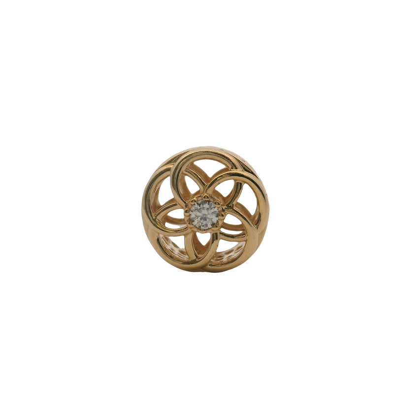 Charm deslizante calado "Loving Bloom" de Pandora en oro amarillo macizo de 14 kt 585 y circonitas cúbicas