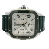 Cartier Santos CL Chronograph 44mm Silver Dial Rubber Steel Watch